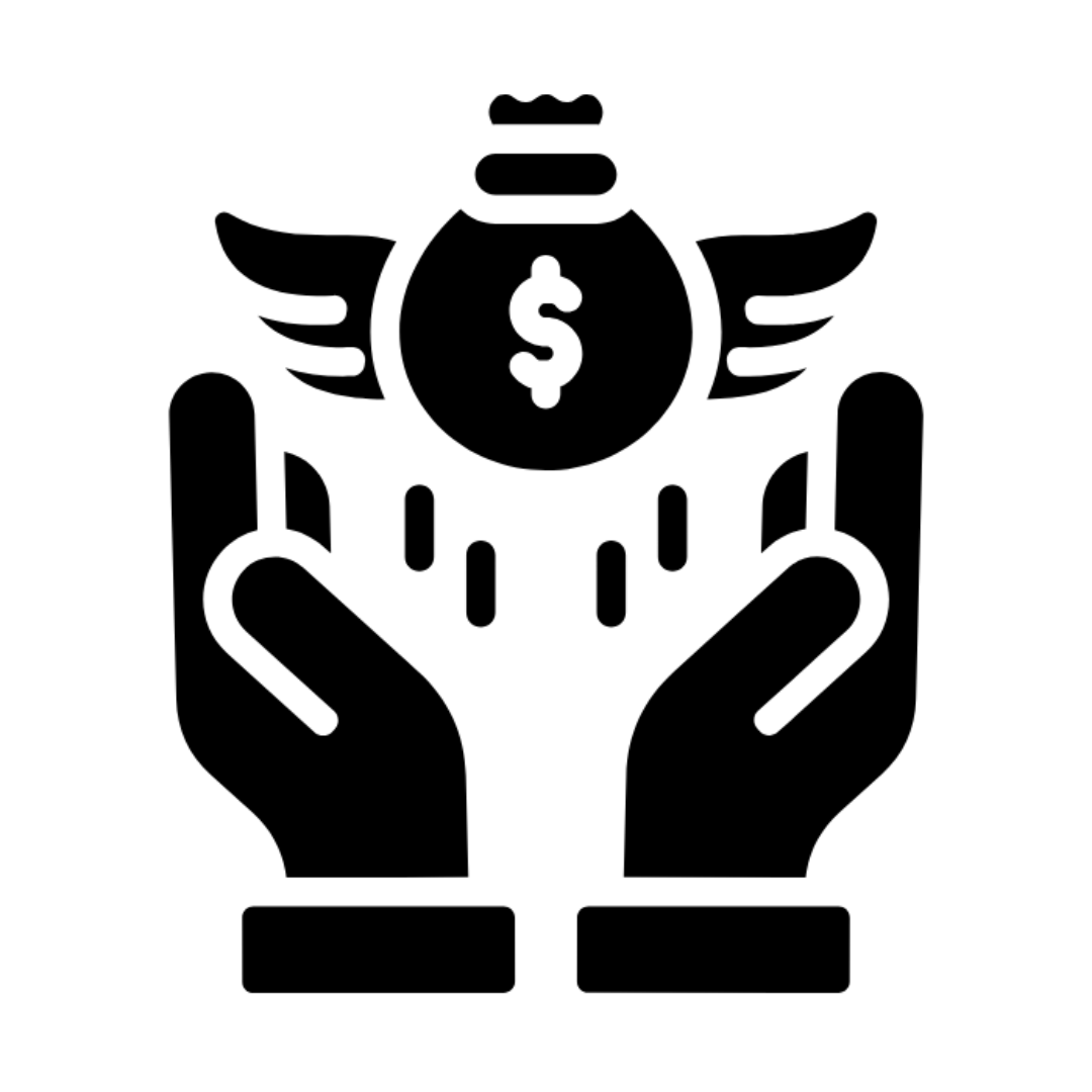 Dollar sign inside a pair of hands, symbolizing financial freedom and income growth
