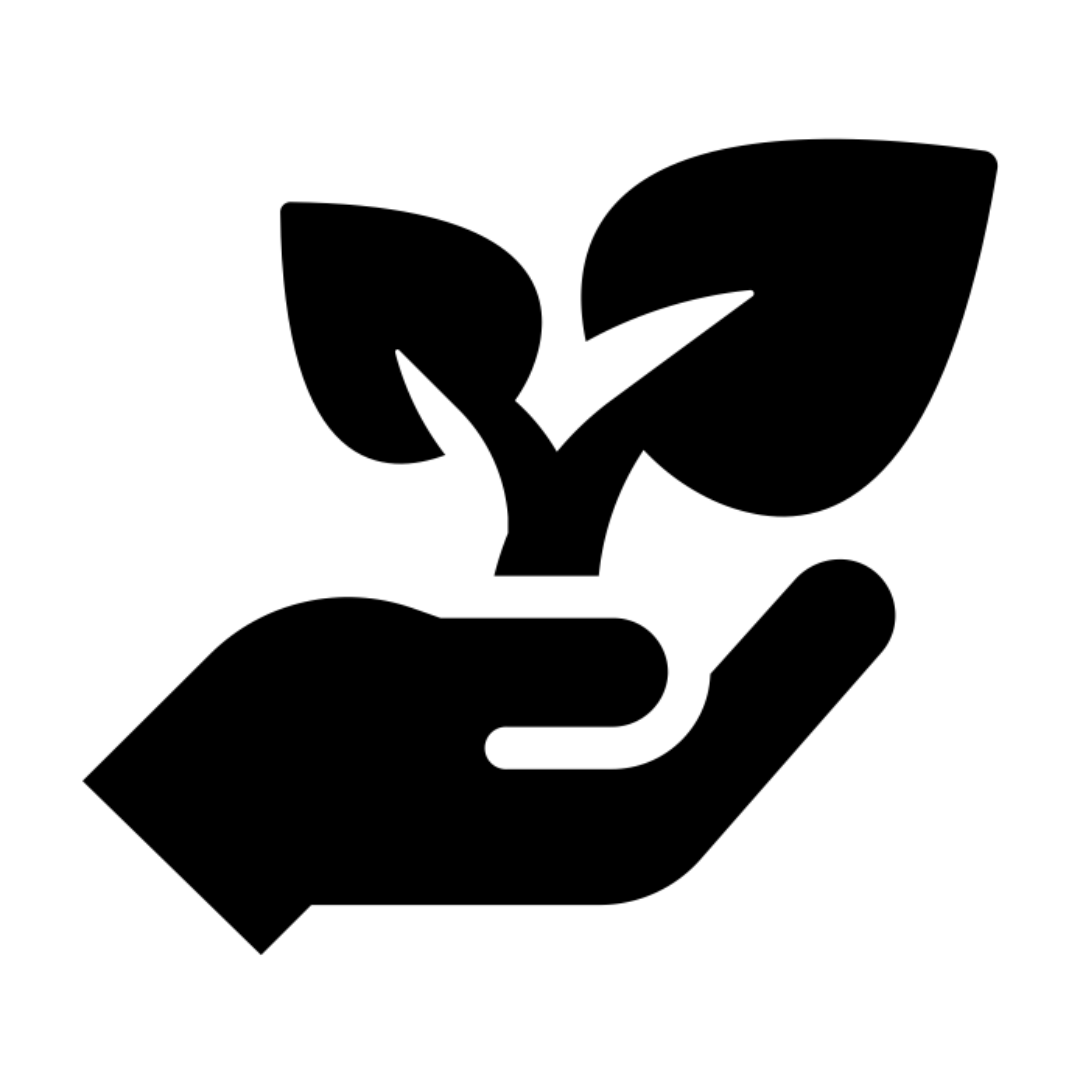 Icon of a tree growing from the palm of an upturned hand, symbolizing professional and personal growth